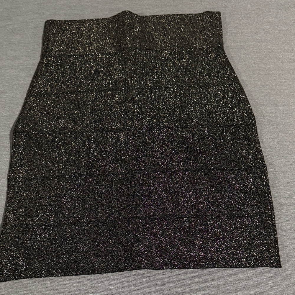 BCBGMaxAzria Black and Gold Bandage Pencil Skirt